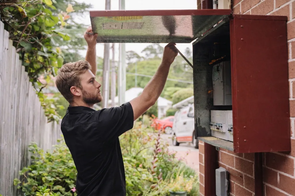 Electrician installing downlights in a Allambie Heights home
